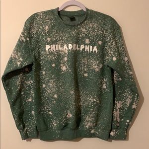 SOLD | Philadelphia Eagles color custom bleach crewneck